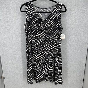Relativity Womens Stretch Knit Dress Size 2X Animal Print Black Sleeveless NEW